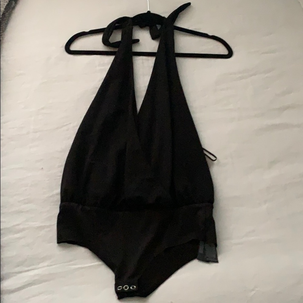 Black halter bodysuit